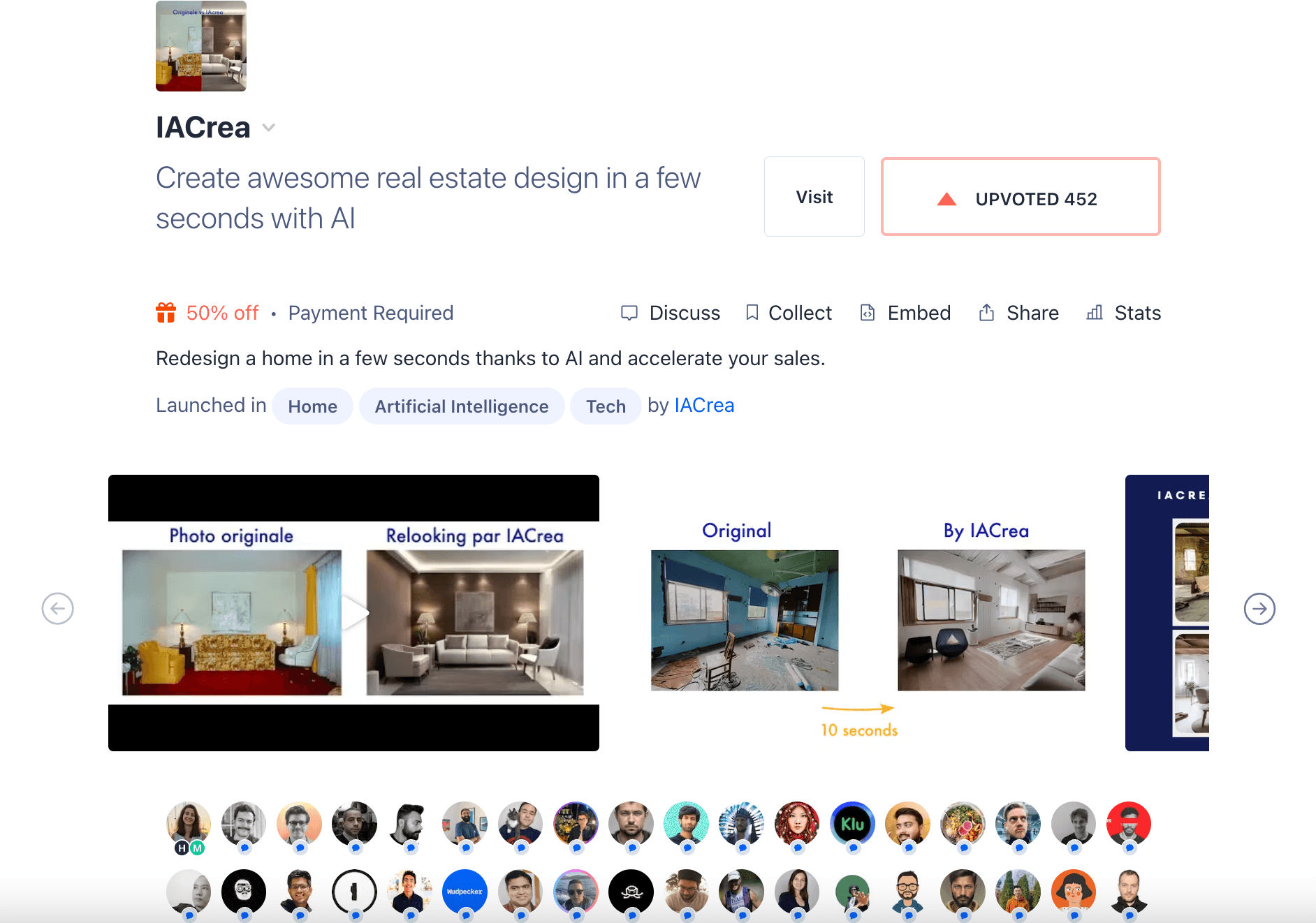 IACrea est 3e sur product hunt