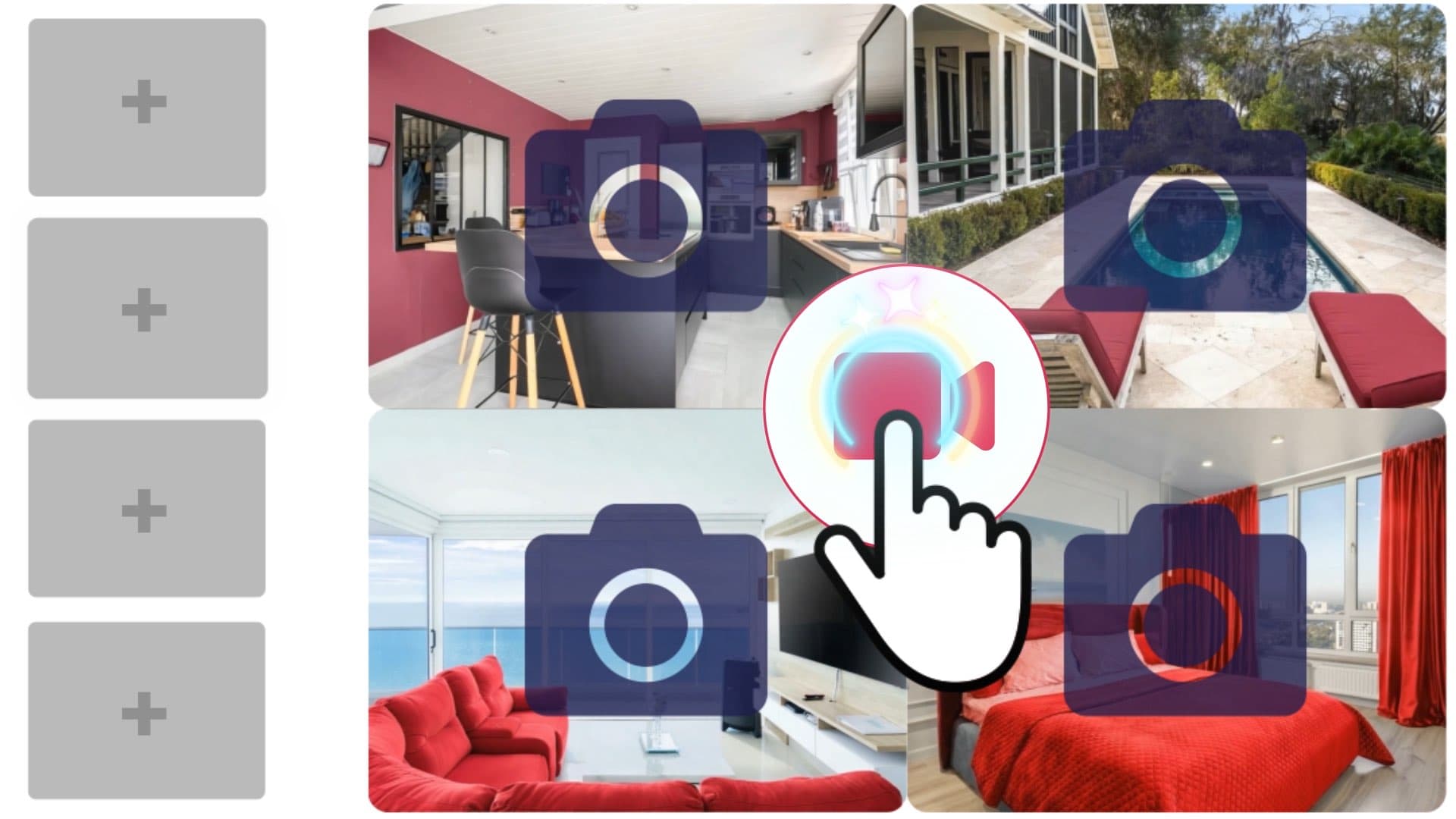 Ustvarjajte videoposnetke (učinki, glasba, ...).
Iz fotografij ali videoposnetkov.